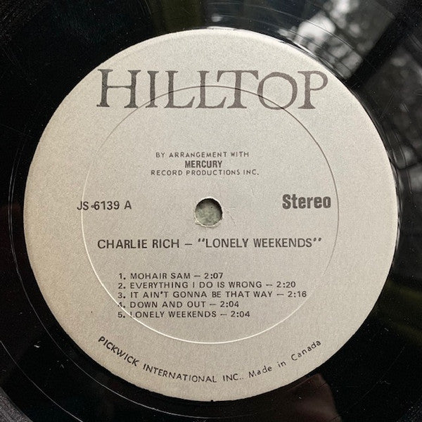 Charlie Rich : Lonely Weekends (LP, Comp)