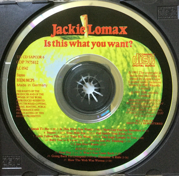 Jackie Lomax : Is This What You Want? (CD, Album, RE, RM)