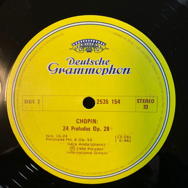 Frédéric Chopin, Géza Anda : Preludes, Op.28 / Polonaise In A Flat Major, Op.53 (LP, RE)