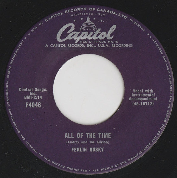 Ferlin Husky : All Of The Time / I Will (7")