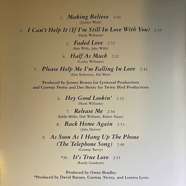 Conway Twitty & Loretta Lynn : Making Believe (CD, Album)