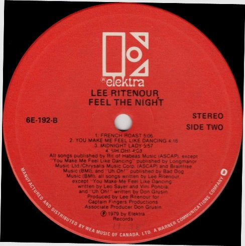 Lee Ritenour : Feel The Night (LP, Album, RE)