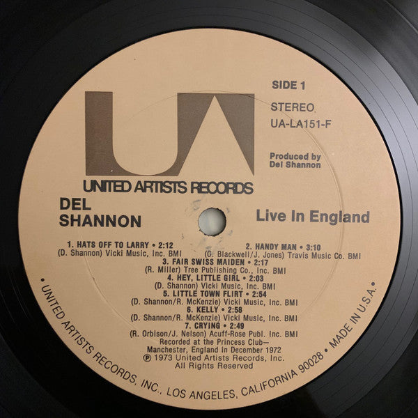Del Shannon : Live In England (LP, Album)