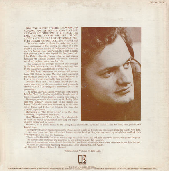 Harry Chapin : Short Stories (LP, Album, Gat)