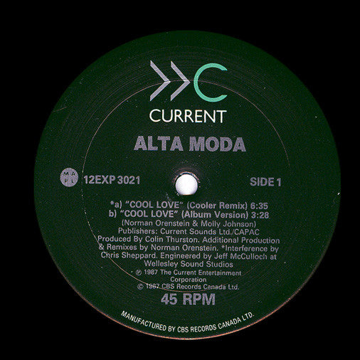 Alta Moda With Molly Johnson And Norman Orenstein : Cool Love / Push (12")