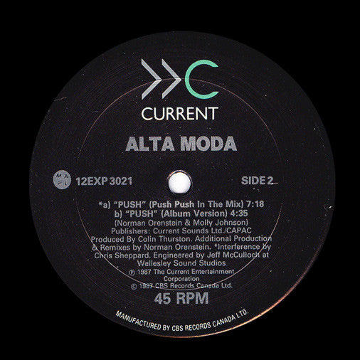 Alta Moda With Molly Johnson And Norman Orenstein : Cool Love / Push (12")