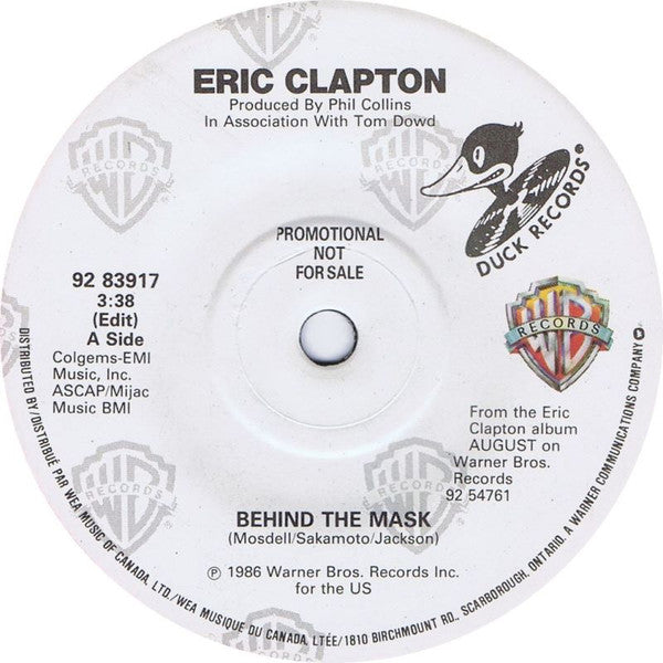 Eric Clapton : Behind The Mask (7", Single, Promo)