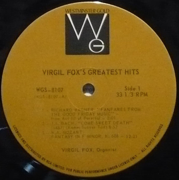 Virgil Fox : Virgil Fox's Greatest Hits (LP, Comp)