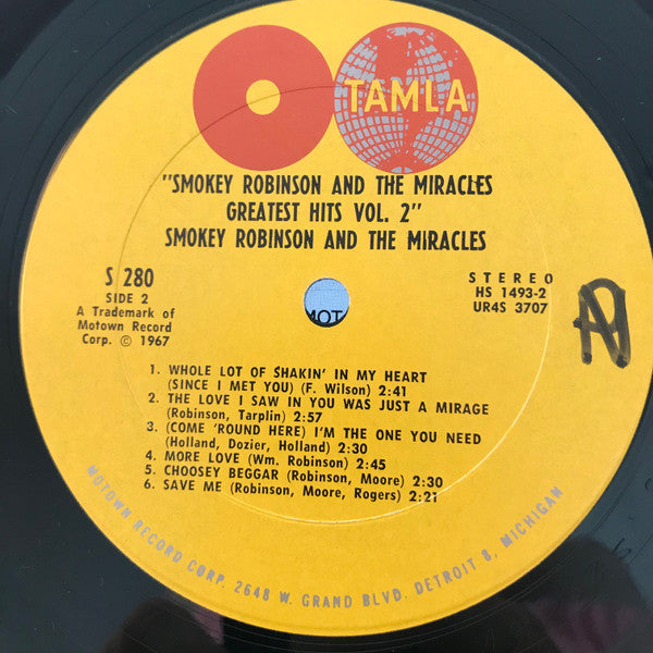 The Miracles : Smokey Robinson And The Miracles Greatest Hits Vol. 2 (LP, Comp, Ter)