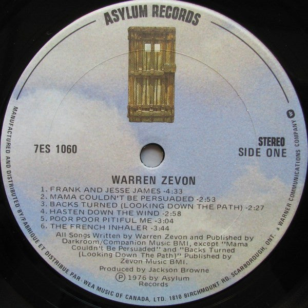 Warren Zevon : Warren Zevon (LP, Album)