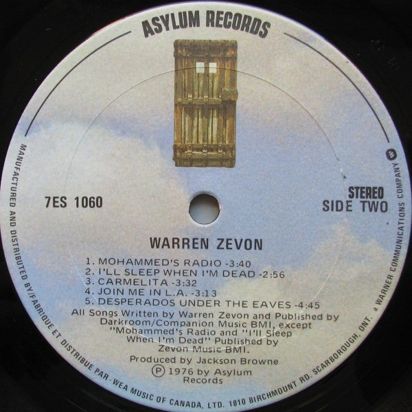 Warren Zevon : Warren Zevon (LP, Album)