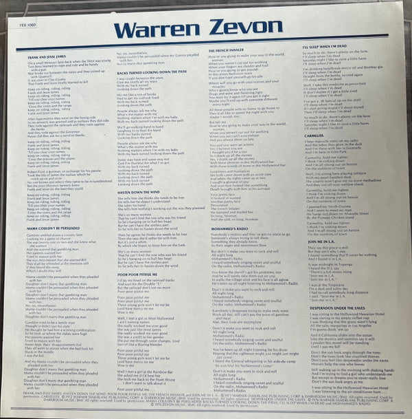 Warren Zevon : Warren Zevon (LP, Album)