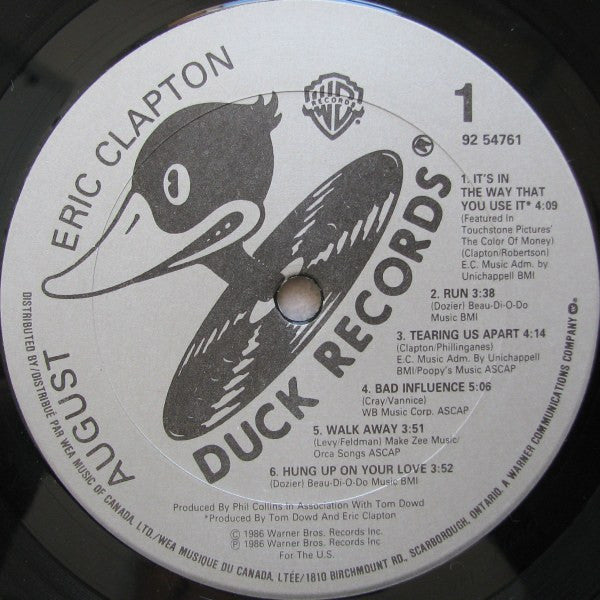 Eric Clapton : August (LP, Album, Gat)