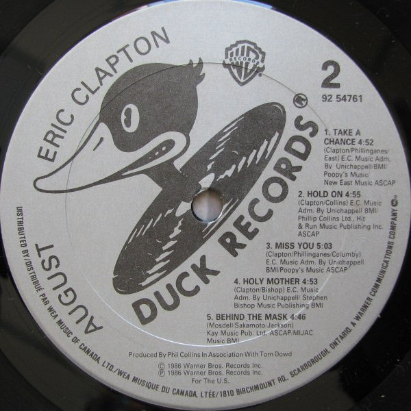 Eric Clapton : August (LP, Album, Gat)