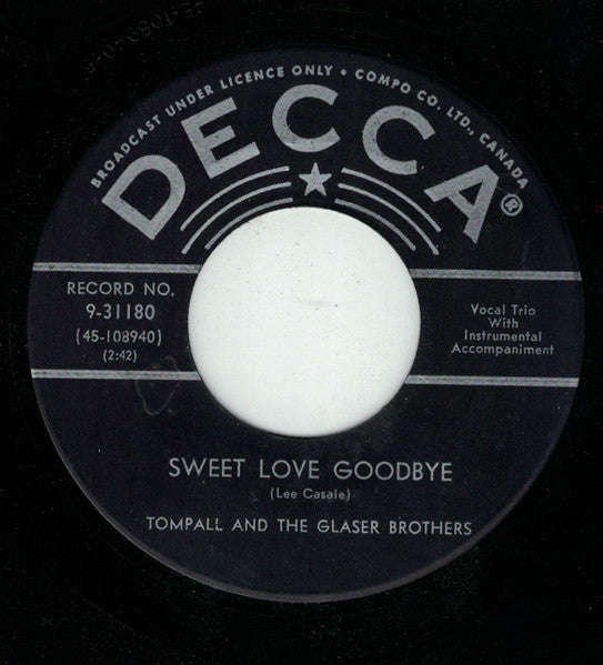 Tompall Glaser & The Glaser Brothers : Sweet Love Goodbye / Same Old Memories (7", Single)