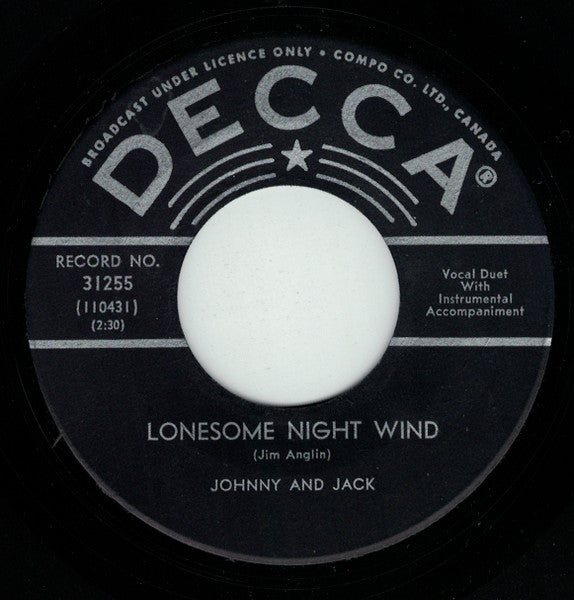 Johnny & Jack* : Lonesome Night Wind / I'm Always By Myself When I'm Alone (7", Single)
