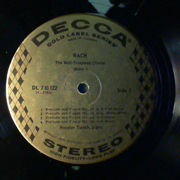 Rosalyn Tureck : The well-Tempered Clavier Nos. 17-24 from Book I (LP)