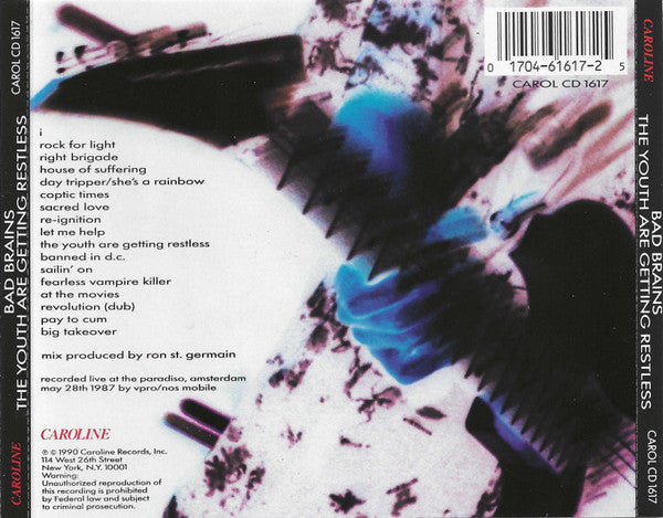 Bad Brains : The Youth Are Getting Restless (Live At The Paradiso, Amsterdam, 1987) (CD, Album, RE, EMI)