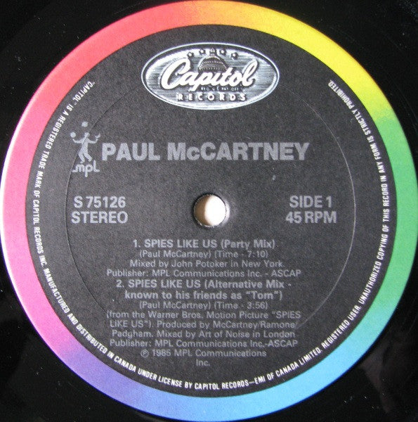 Paul McCartney : Spies Like Us (12", Single)