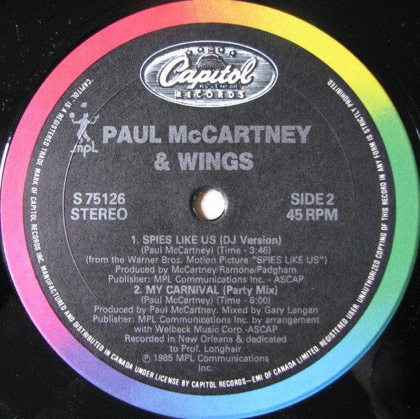 Paul McCartney : Spies Like Us (12", Single)