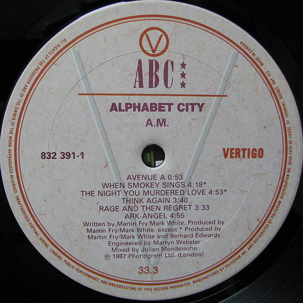 ABC : Alphabet City (LP, Album)