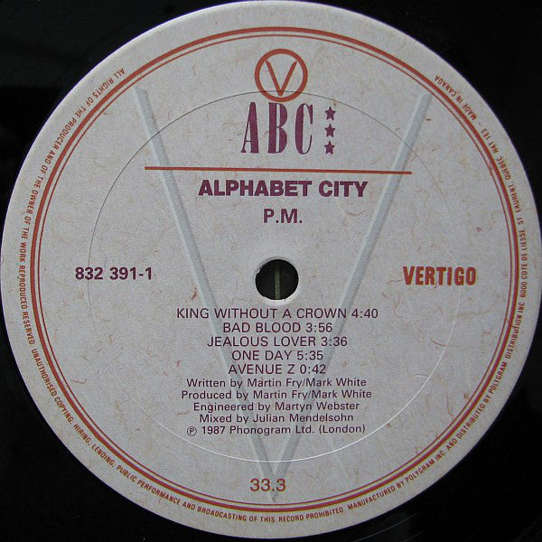 ABC : Alphabet City (LP, Album)