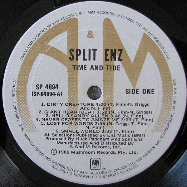 Split Enz : Time And Tide (LP, Album)