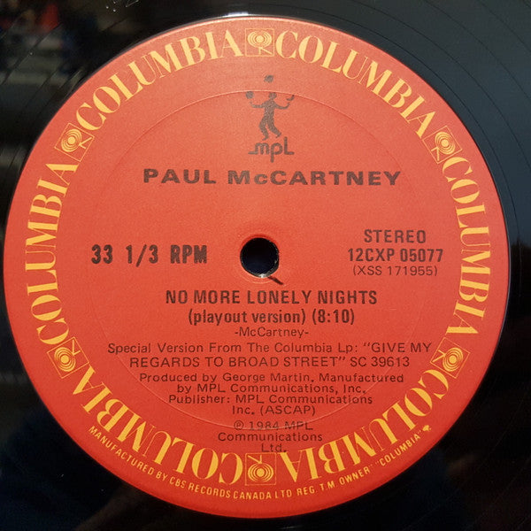 Paul McCartney : No More Lonely Nights (12")