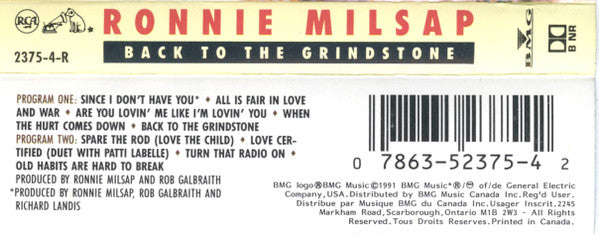 Ronnie Milsap : Back To The Grindstone (Cass, Album, Dol)