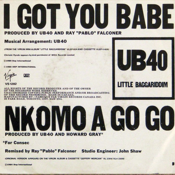 UB40 With Chrissie Hynde : I Got You Babe (7", Single)