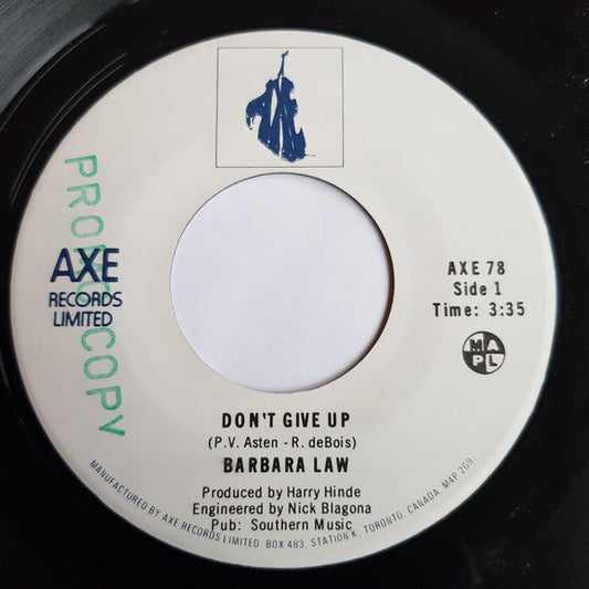 Barbara Law : Don't Give Up / My Place, Your Place (7", Single)