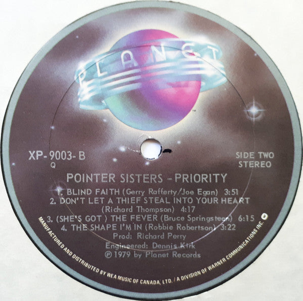 Pointer Sisters : Priority (LP, Album, Qua)