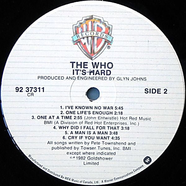 The Who : It's Hard (LP, Album, Cin)