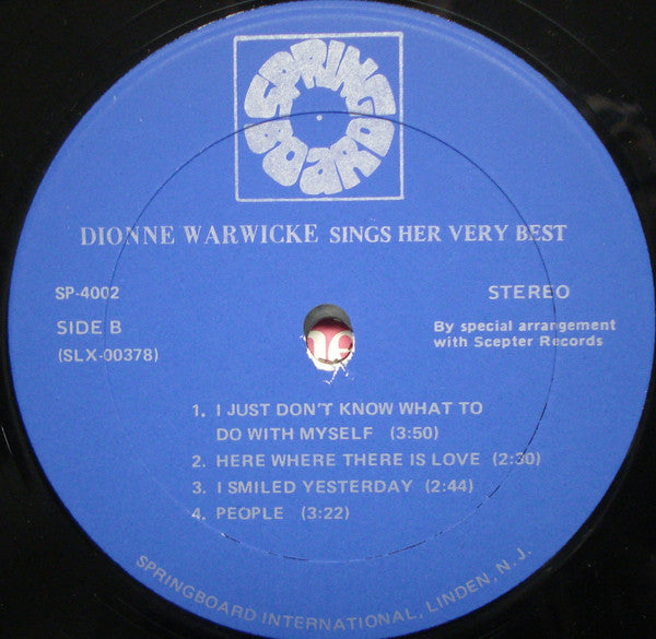 Dionne Warwick : Sings Her Very Best (LP, Comp)
