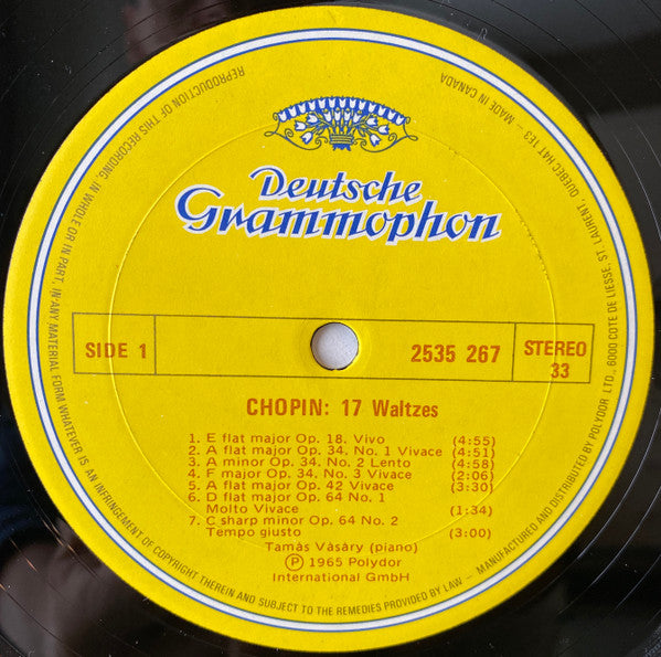 Frédéric Chopin, Tamás Vásáry : 17 Waltzes (LP, Album, RE)