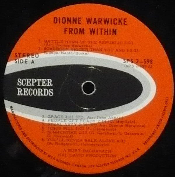 Dionne Warwick : From Within (2xLP, Album, Gat)