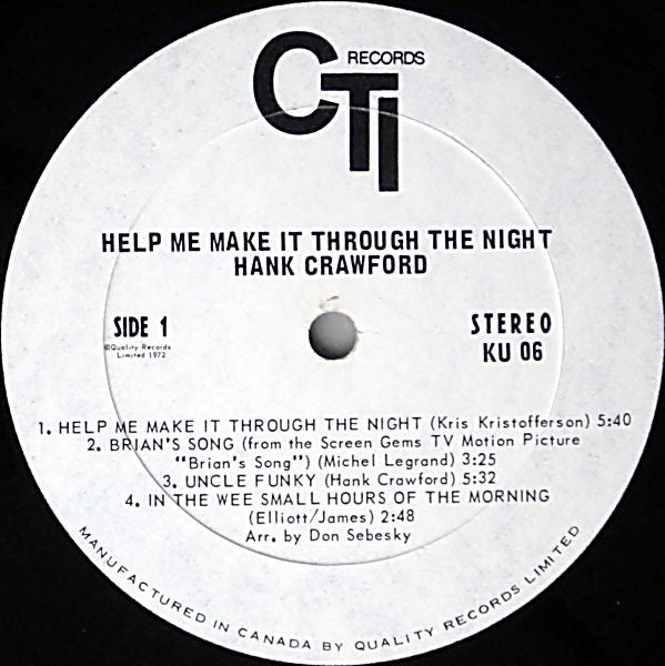 Hank Crawford : Help Me Make It Through The Night (LP, Album)