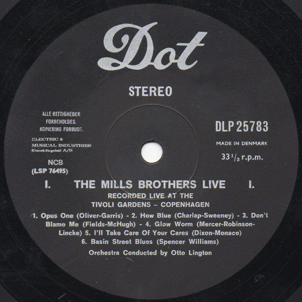The Mills Brothers : The Mills Brothers Live! Recorded At The Tivoli Gardens Copenhagen (LP, Album, RE)