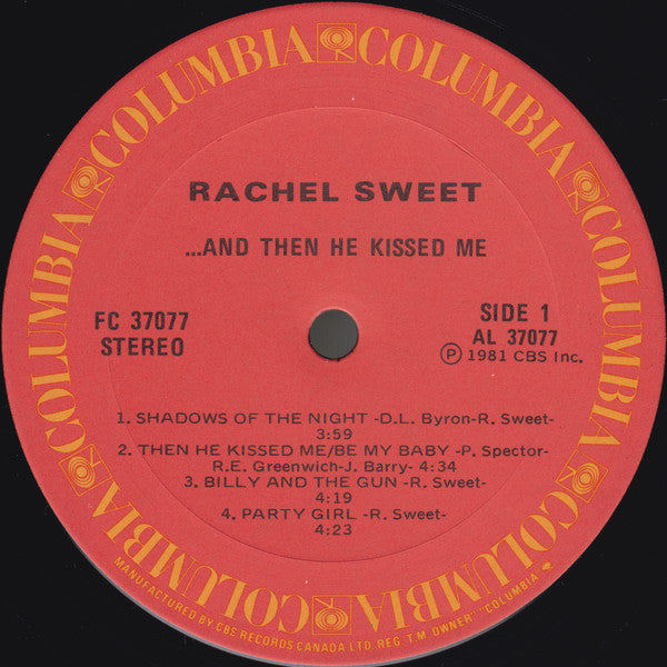 Rachel Sweet : ...And Then He Kissed Me (LP, Album)