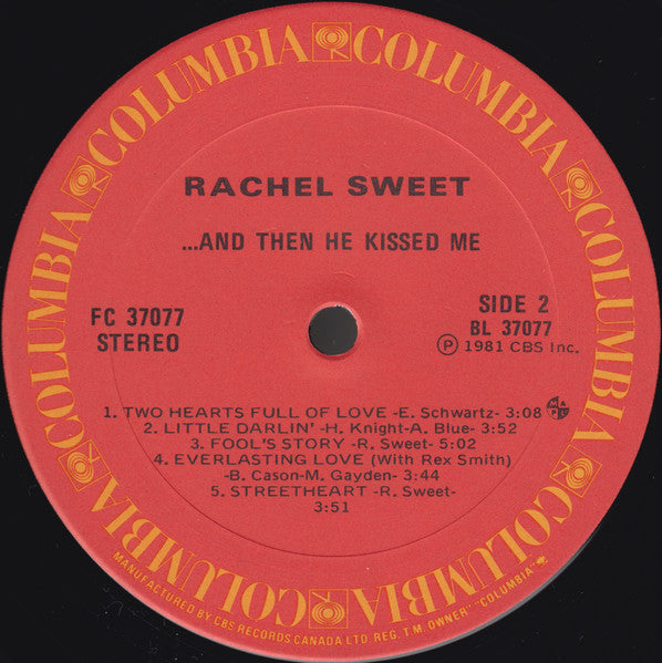 Rachel Sweet : ...And Then He Kissed Me (LP, Album)