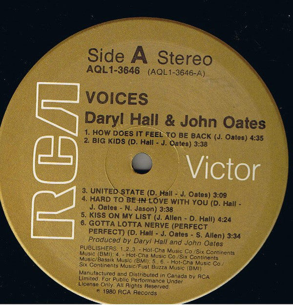 Daryl Hall & John Oates : Voices (LP, Album)