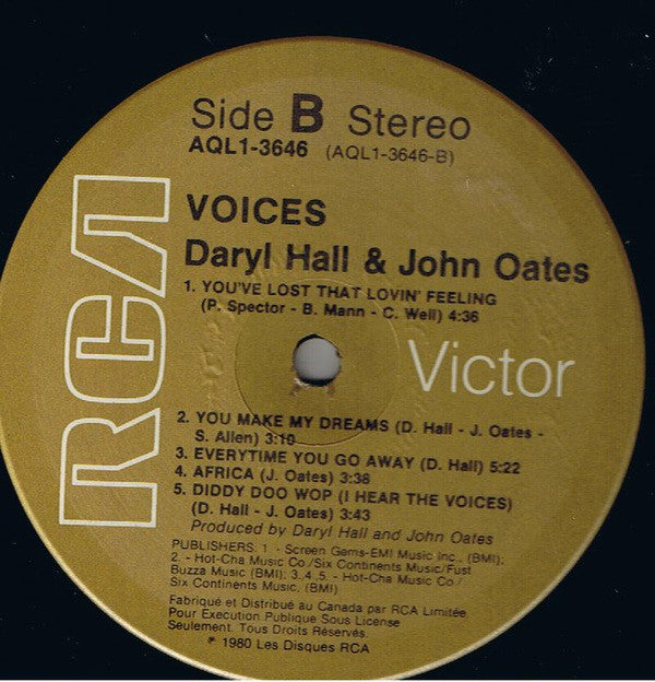 Daryl Hall & John Oates : Voices (LP, Album)