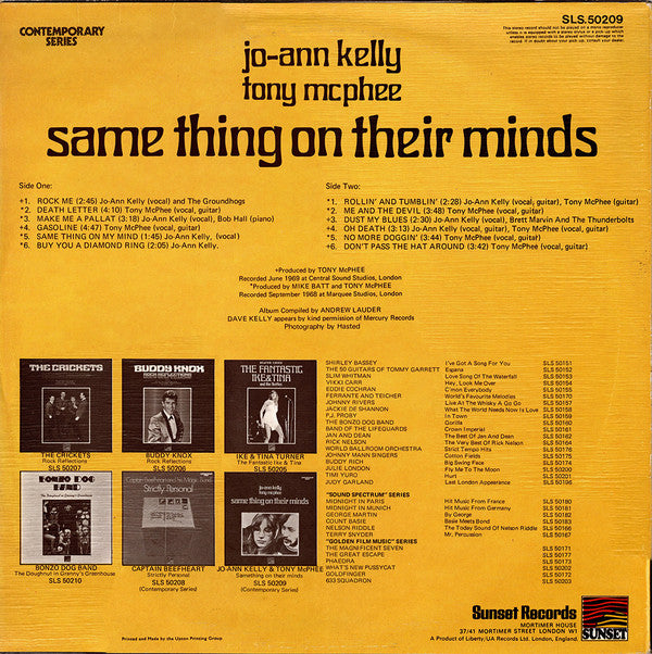 Jo-Ann Kelly, Tony McPhee : Same Thing On Their Minds (LP, Comp)