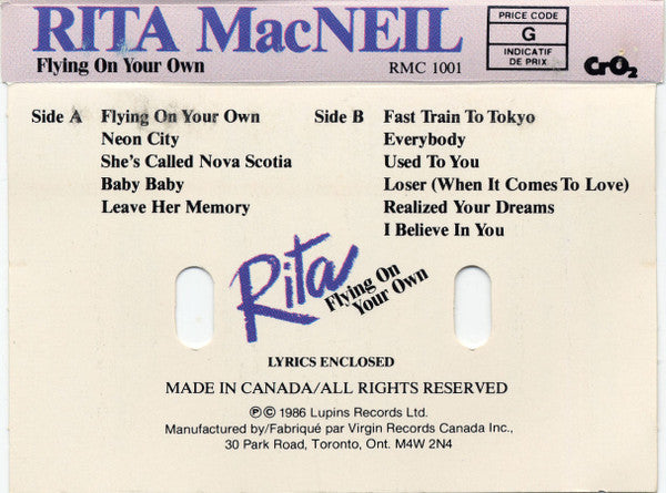 Rita MacNeil : Flying On Your Own (Cass, Album, CrO)