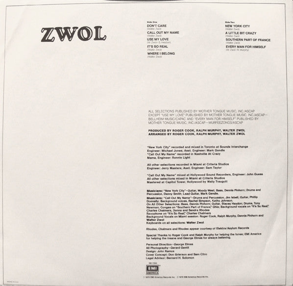 Walter Zwol : Zwol (LP, Album)