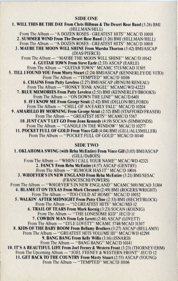 Various : Everybody's Moving To The Country - MCA Country (Cass, Comp, Ltd, Promo, Dol)