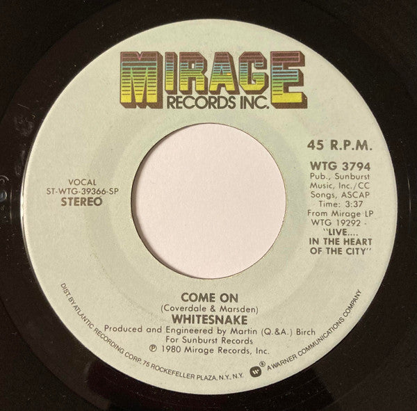 Whitesnake : Ain't No Love In The Heart Of The City (7")