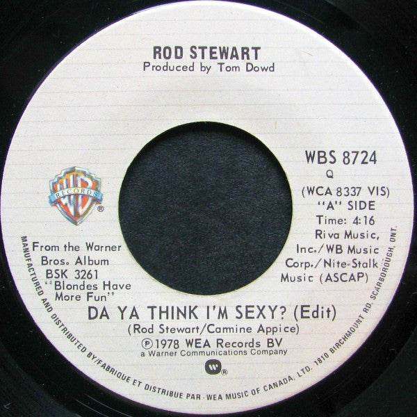 Rod Stewart : Da Ya Think I'm Sexy? (Edit) (7", Single, Qua)