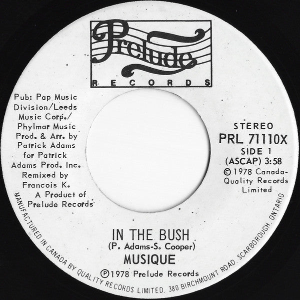 Musique : In The Bush (7")