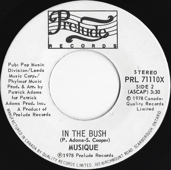 Musique : In The Bush (7")